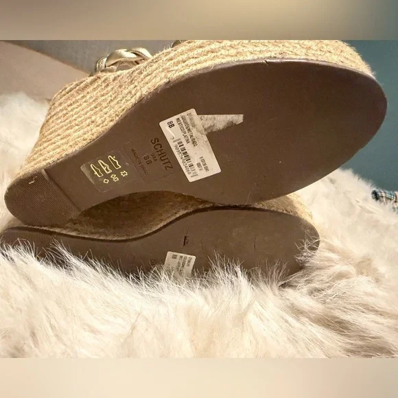 SCHUTZ Metallic Gold Braided Platform Heels - Picture 4 of 4